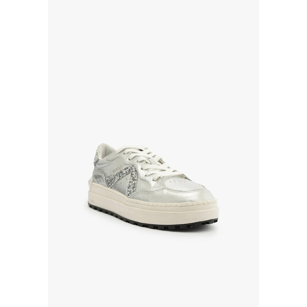 Schutz ST-Bold Sneakers Womens US 9.5 Silver Leather Platform Shoes GAL1941